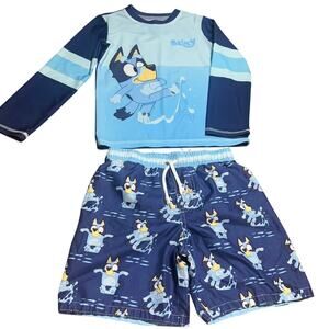 Bluey 2-piece rash guard and swim trunk set NWOT boys sz 6/7